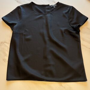 J. Crew Black Short Sleeve Top with Gold Buttons Down Back